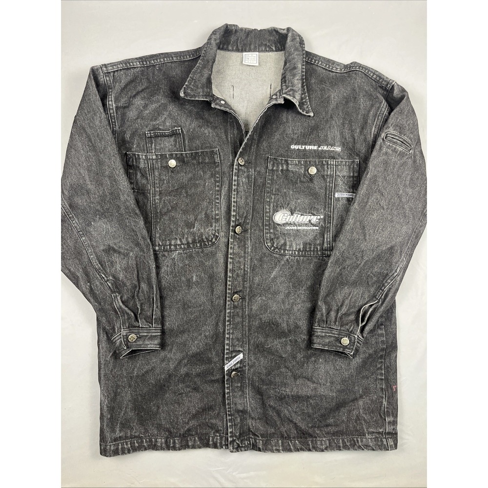 Vintage 90s/Y2K‎ Culture Jeans Revolution Denim Jacket Size XL Black Wash